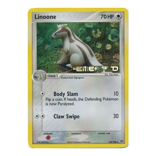 Linoone 34/106 EX Emerald Reverse Holo Uncommon Pokemon Card NEAR MINT TCG