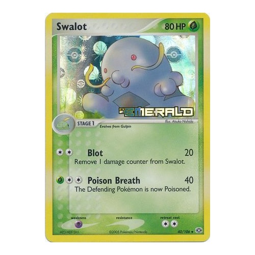 Swalot 40/106 EX Emerald Reverse Holo Uncommon Pokemon Card NEAR MINT TCG