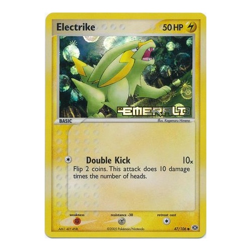 Electrike 47/106 EX Emerald Reverse Holo Common Pokemon Card NEAR MINT TCG