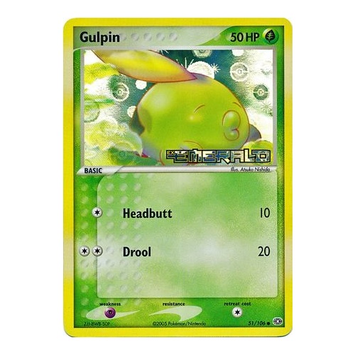 Gulpin 51/106 EX Emerald Reverse Holo Common Pokemon Card NEAR MINT TCG