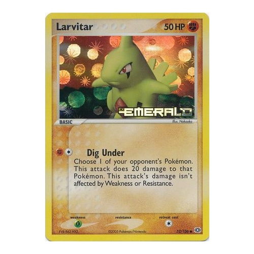 Larvitar 52/106 EX Emerald Reverse Holo Common Pokemon Card NEAR MINT TCG