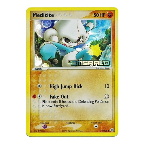 Meditite 55/106 EX Emerald Reverse Holo Common Pokemon Card NEAR MINT TCG