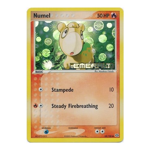 Numel 58/106 EX Emerald Reverse Holo Common Pokemon Card NEAR MINT TCG