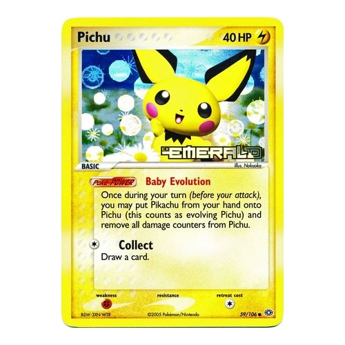 Pichu 59/106 EX Emerald Reverse Holo Common Pokemon Card NEAR MINT TCG