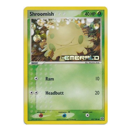 Shroomish 63/106 EX Emerald Reverse Holo Common Pokemon Card NEAR MINT TCG