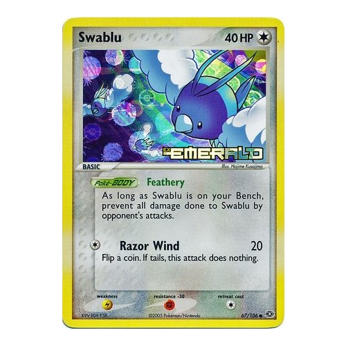 Swablu 67/106 EX Emerald Reverse Holo Common Pokemon Card NEAR MINT TCG