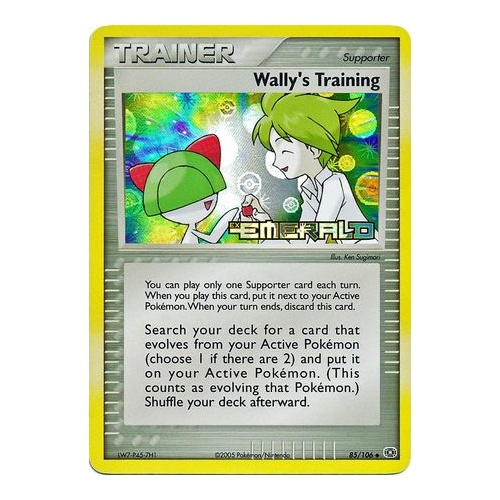 Wally's Training 85/106 EX Emerald Reverse Holo Uncommon Trainer Pokemon Card NEAR MINT TCG