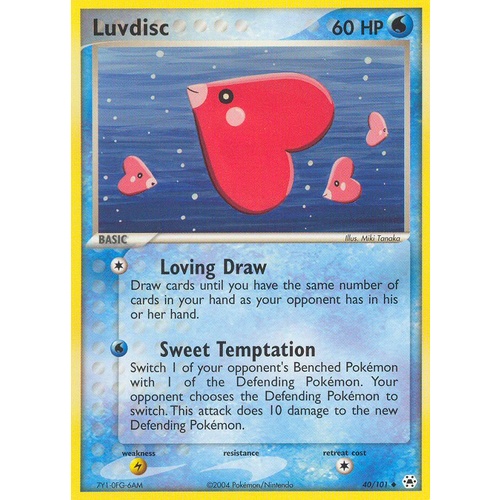 Luvdisc 40/101 EX Hidden Legends Uncommon Pokemon Card NEAR MINT TCG