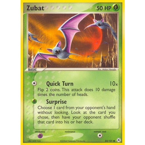 Zubat 83/101 EX Hidden Legends Common Pokemon Card NEAR MINT TCG