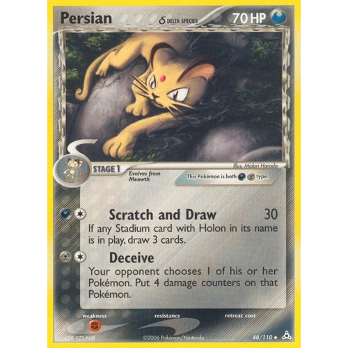 Persian (Delta Species) 48/110 EX Holon Phantoms Uncommon Pokemon Card NEAR MINT TCG