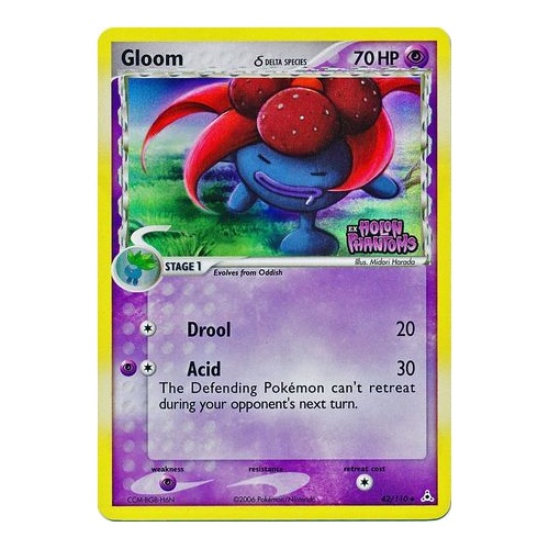 Gloom (Delta Species) 42/110 EX Holon Phantoms Reverse Holo Uncommon Pokemon Card NEAR MINT TCG