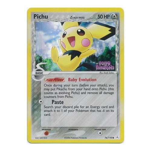 Pichu (Delta Species) 76/110 EX Holon Phantoms Reverse Holo Common Pokemon Card NEAR MINT TCG