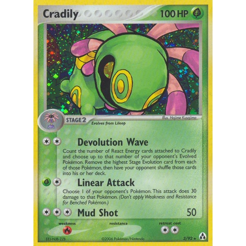 Cradily 3/92 EX Legend Maker Holo Rare Pokemon Card NEAR MINT TCG
