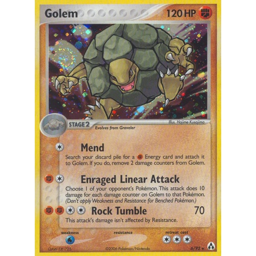 Golem 6/92 EX Legend Maker Holo Rare Pokemon Card NEAR MINT TCG