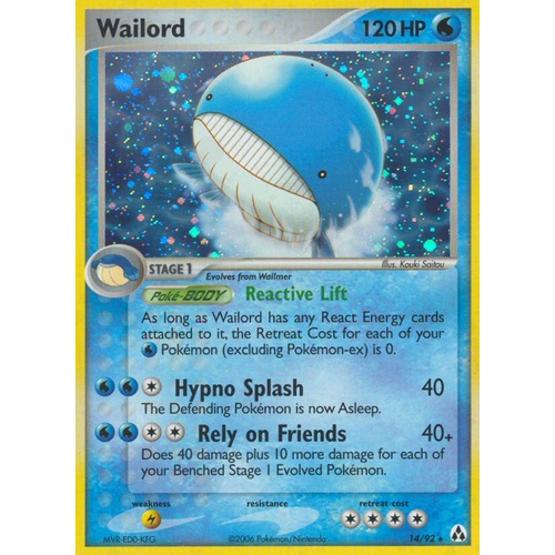 Wailord 14/92 EX Legend Maker Holo Rare Pokemon Card NEAR MINT TCG