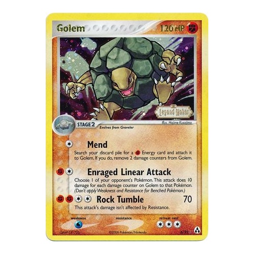 Golem 6/92 EX Legend Maker Reverse Holo Rare Pokemon Card NEAR MINT TCG