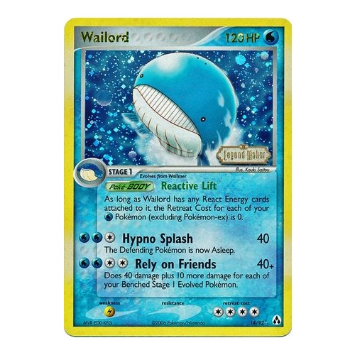 Wailord 14/92 EX Legend Maker Reverse Holo Rare Pokemon Card NEAR MINT TCG