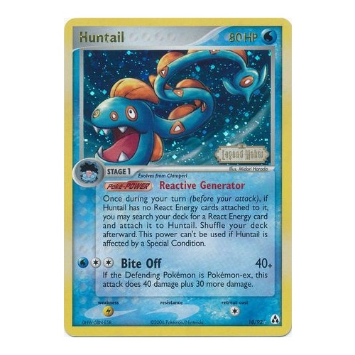 Huntail 18/92 EX Legend Maker Reverse Holo Rare Pokemon Card NEAR MINT TCG