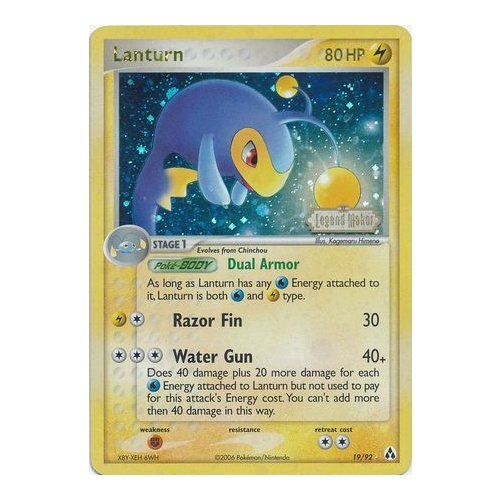 Lanturn 19/92 EX Legend Maker Reverse Holo Rare Pokemon Card NEAR MINT TCG