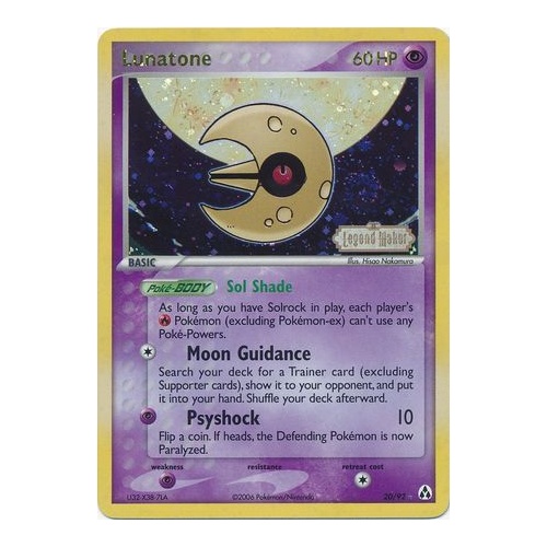 Lunatone 20/92 EX Legend Maker Reverse Holo Rare Pokemon Card NEAR MINT TCG