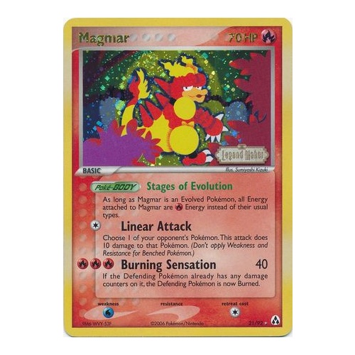 Magmar 21/92 EX Legend Maker Reverse Holo Rare Pokemon Card NEAR MINT TCG