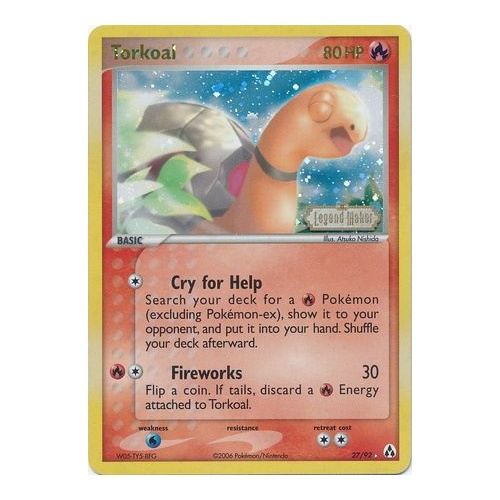 Torkoal 27/92 EX Legend Maker Reverse Holo Rare Pokemon Card NEAR MINT TCG