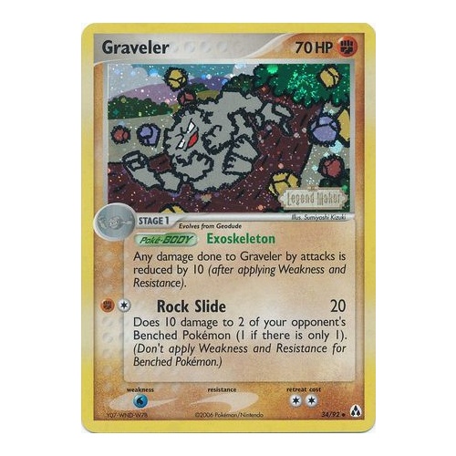 Graveler 34/92 EX Legend Maker Reverse Holo Uncommon Pokemon Card NEAR MINT TCG