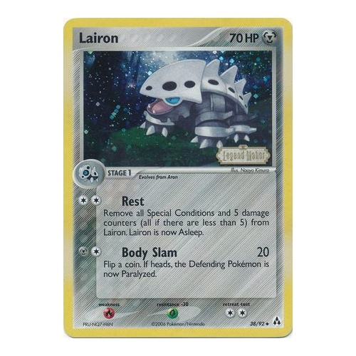 Lairon 38/92 EX Legend Maker Reverse Holo Uncommon Pokemon Card NEAR MINT TCG