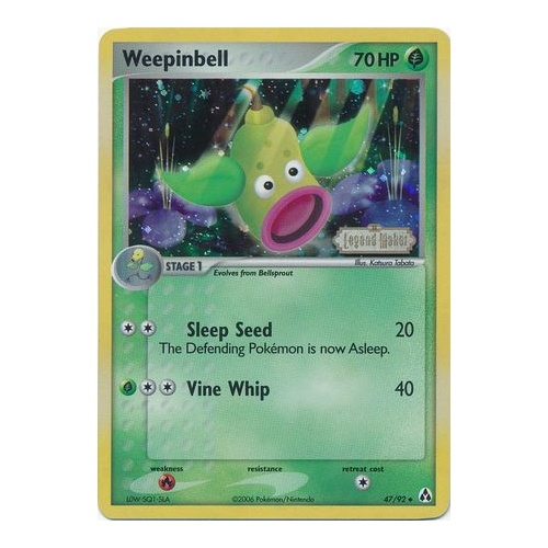 Weepinbell 47/92 EX Legend Maker Reverse Holo Uncommon Pokemon Card NEAR MINT TCG