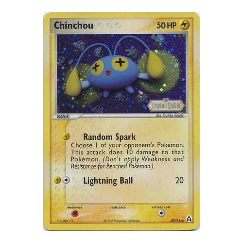 Chinchou 50/92 EX Legend Maker Reverse Holo Common Pokemon Card NEAR MINT TCG