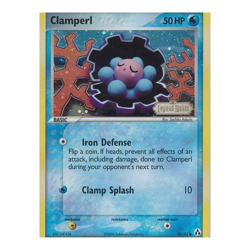 Clamperl 51/92 EX Legend Maker Reverse Holo Common Pokemon Card NEAR MINT TCG