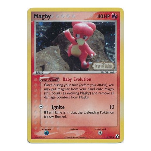 Magby 58/92 EX Legend Maker Reverse Holo Common Pokemon Card NEAR MINT TCG