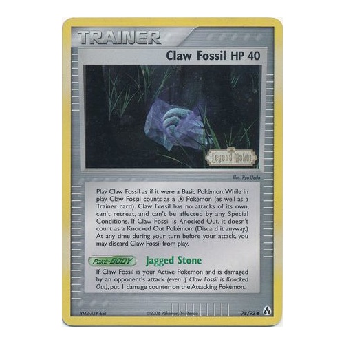 Claw Fossil 78/92 EX Legend Maker Reverse Holo Common Trainer Pokemon Card NEAR MINT TCG