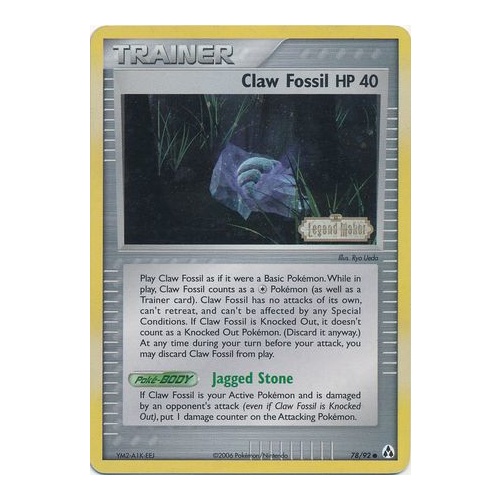 Claw Fossil 78/92 EX Legend Maker Reverse Holo Common Trainer Pokemon Card NEAR MINT TCG