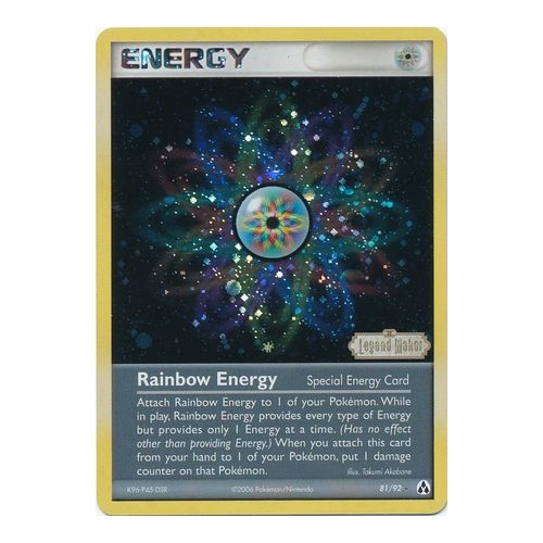 Rainbow Energy 81/92 EX Legend Maker Reverse Holo Rare Pokemon Card NEAR MINT TCG