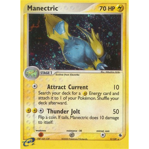 Manectric 9/109 EX Ruby and Sapphire Holo Rare Pokemon Card NEAR MINT TCG