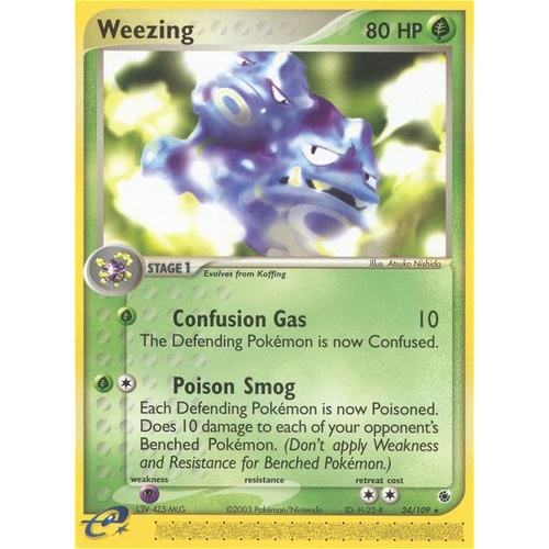 Weezing 24/109 EX Ruby and Sapphire Rare Pokemon Card NEAR MINT TCG