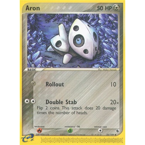 Aron 25/109 EX Ruby and Sapphire Uncommon Pokemon Card NEAR MINT TCG