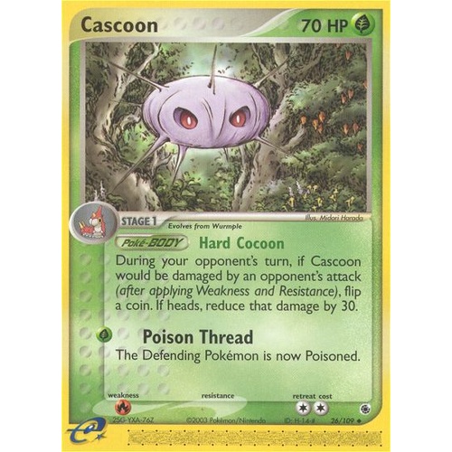 Cascoon 26/109 EX Ruby and Sapphire Uncommon Pokemon Card NEAR MINT TCG