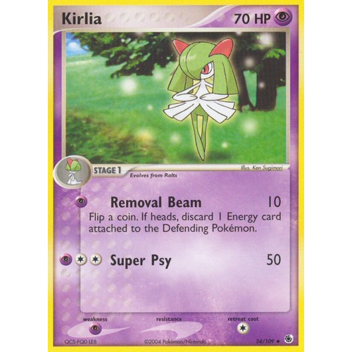 Kirlia 34/109 EX Ruby and Sapphire Uncommon Pokemon Card NEAR MINT TCG