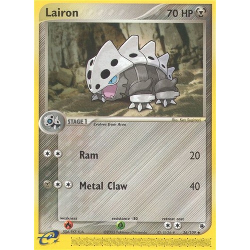 Lairon 36/109 EX Ruby and Sapphire Uncommon Pokemon Card NEAR MINT TCG