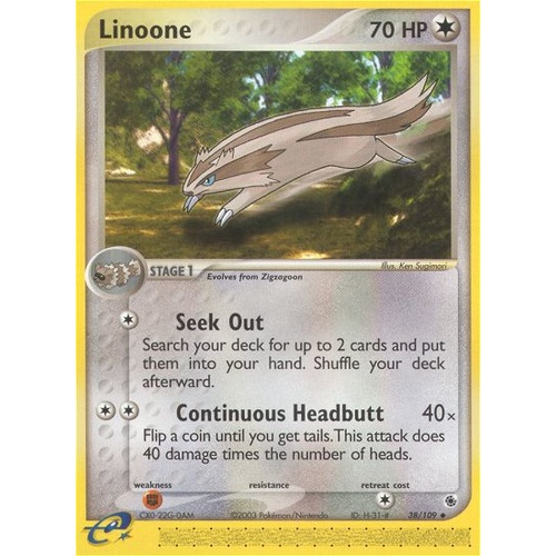 Linoone 38/109 EX Ruby and Sapphire Uncommon Pokemon Card NEAR MINT TCG