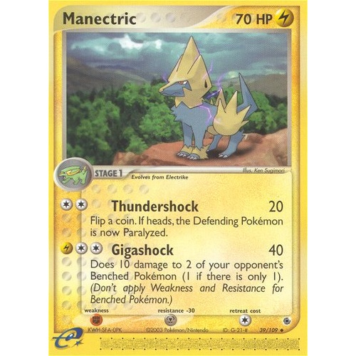 Manectric 39/109 EX Ruby and Sapphire Uncommon Pokemon Card NEAR MINT TCG