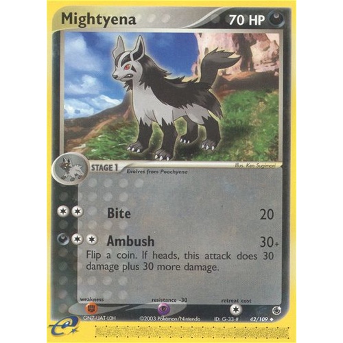 Mightyena 42/109 EX Ruby and Sapphire Uncommon Pokemon Card NEAR MINT TCG