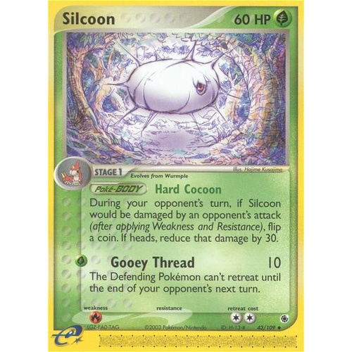 Silcoon 43/109 EX Ruby and Sapphire Uncommon Pokemon Card NEAR MINT TCG