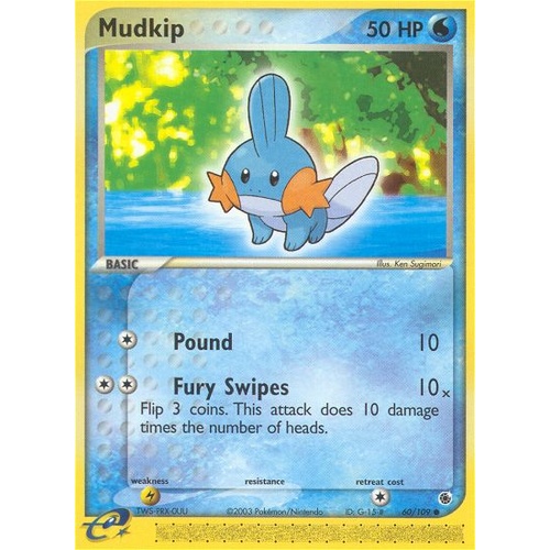 Mudkip 60/109 EX Ruby and Sapphire Common Pokemon Card NEAR MINT TCG