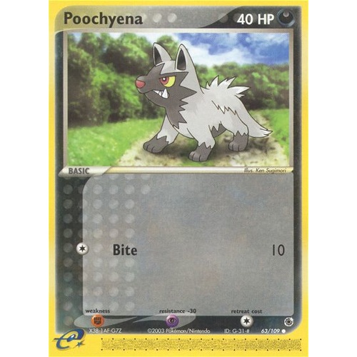 Poochyena 63/109 EX Ruby and Sapphire Common Pokemon Card NEAR MINT TCG