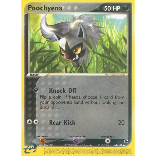 Poochyena 64/109 EX Ruby and Sapphire Common Pokemon Card NEAR MINT TCG