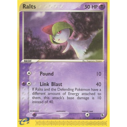 Ralts 68/109 EX Ruby and Sapphire Common Pokemon Card NEAR MINT TCG