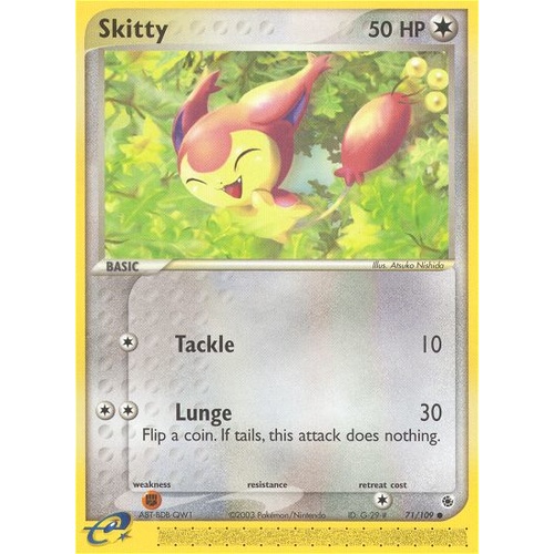 Skitty 71/109 EX Ruby and Sapphire Common Pokemon Card NEAR MINT TCG
